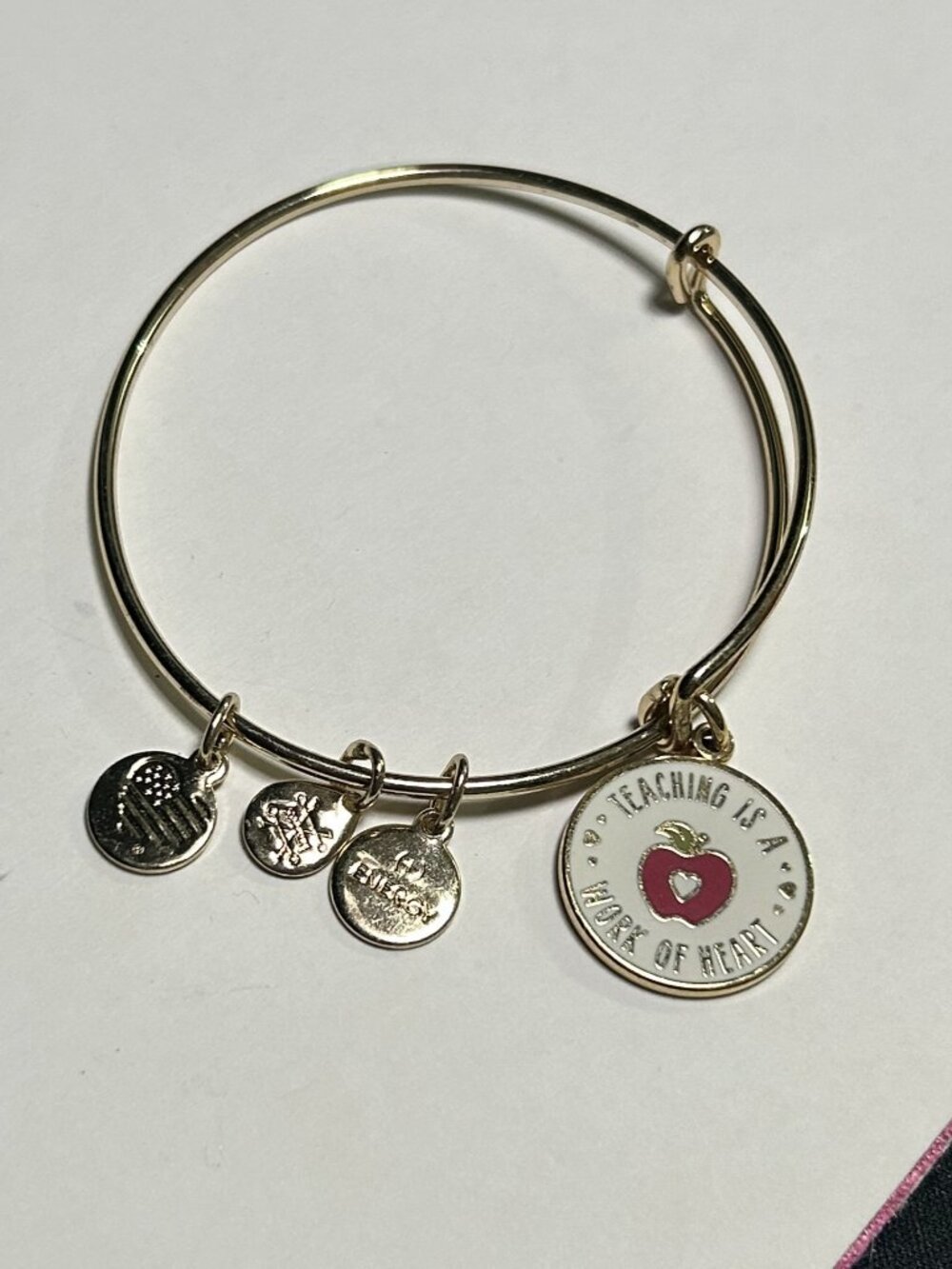 Alex and Ani Gold "Teaching is a Work of Heart" Teacher Bangle Bracelet